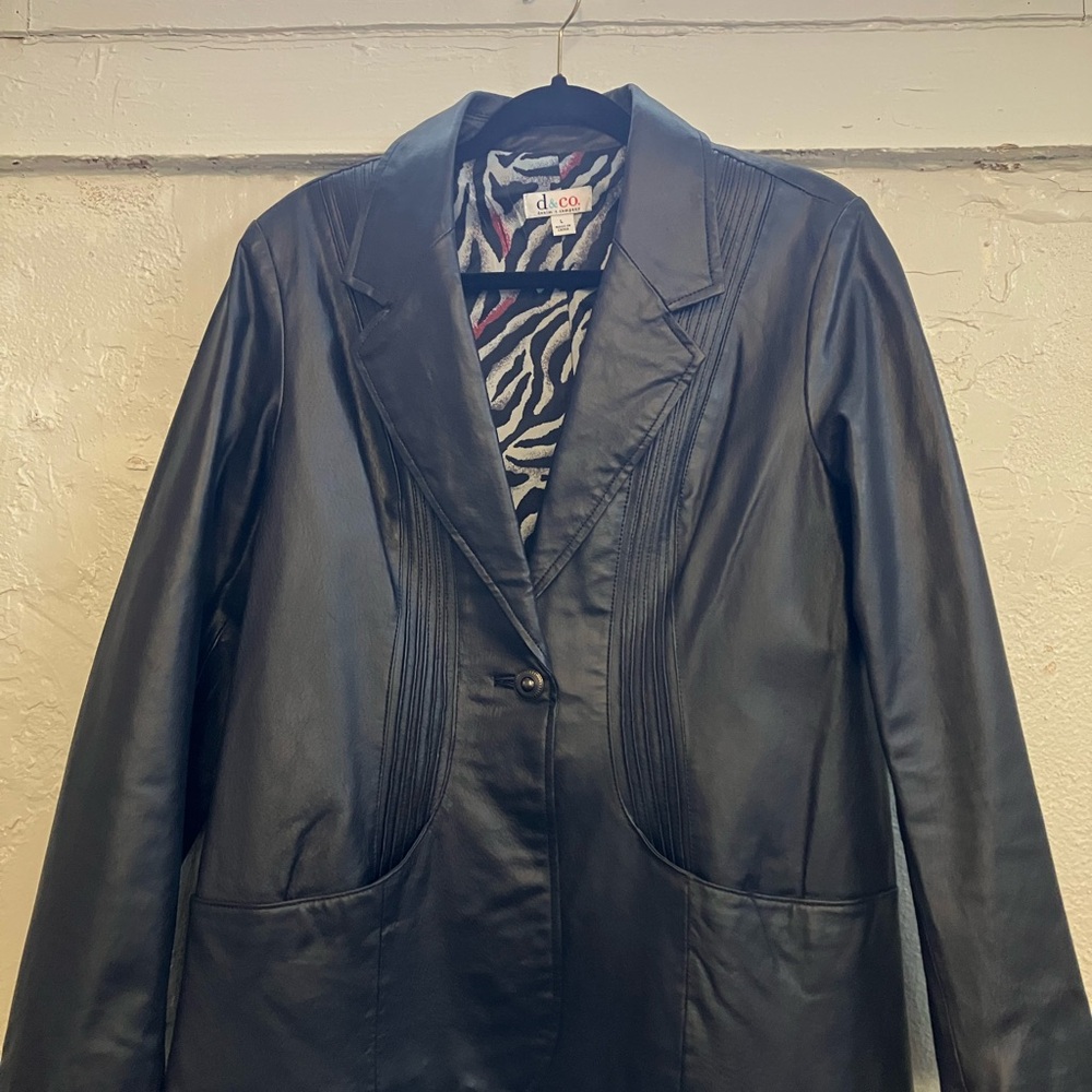 Denim & Co 100% Genuine Leather Blazer Jacket for women